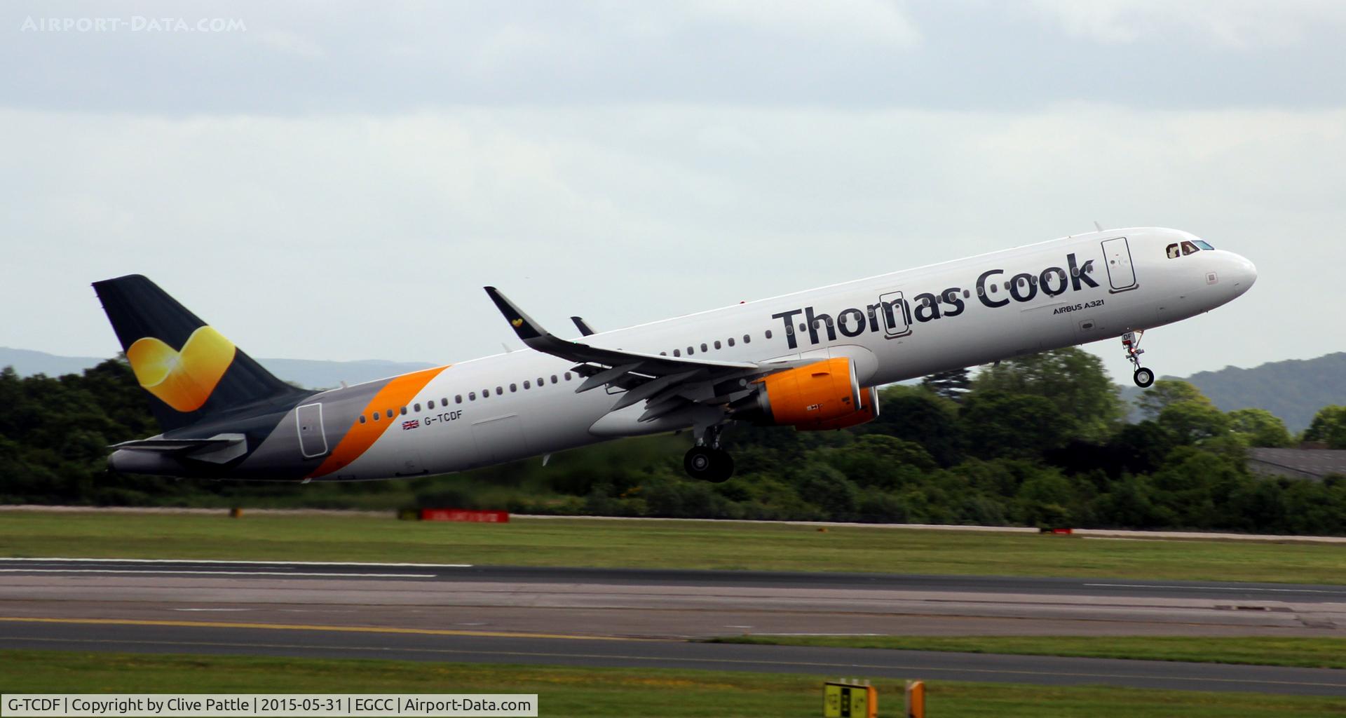 G-TCDF, 2014 Airbus A321-211 C/N 6114, In action at Manchester EGCC