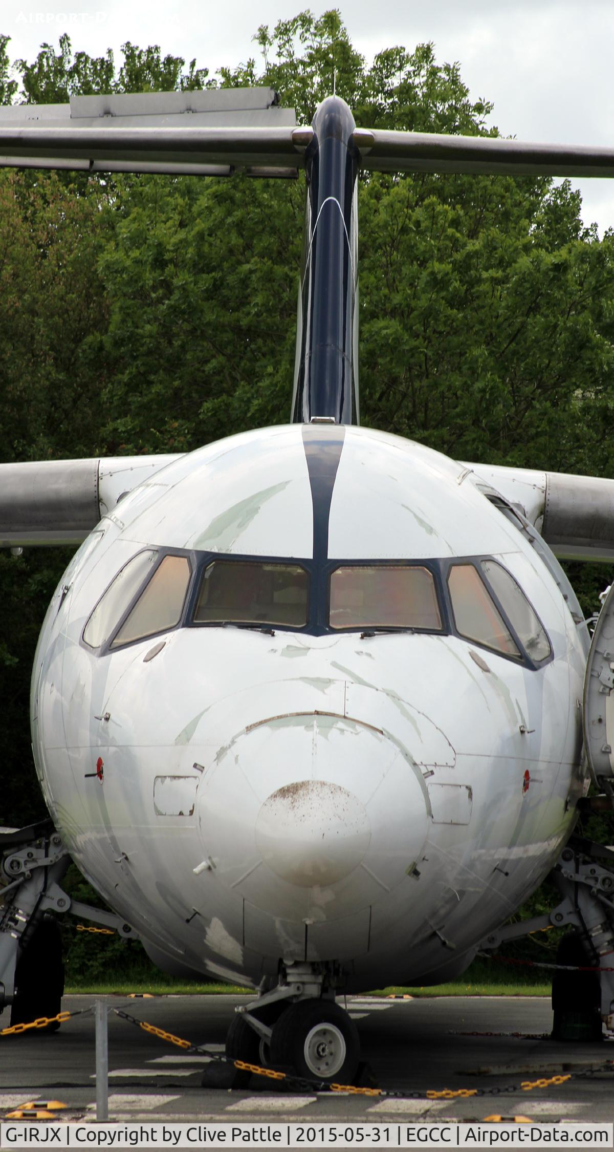 G-IRJX, 2001 British Aerospace Avro 146-RJ100 C/N E3378, On static display at the Viewing Area at Manchester airport EGCC - free entry.