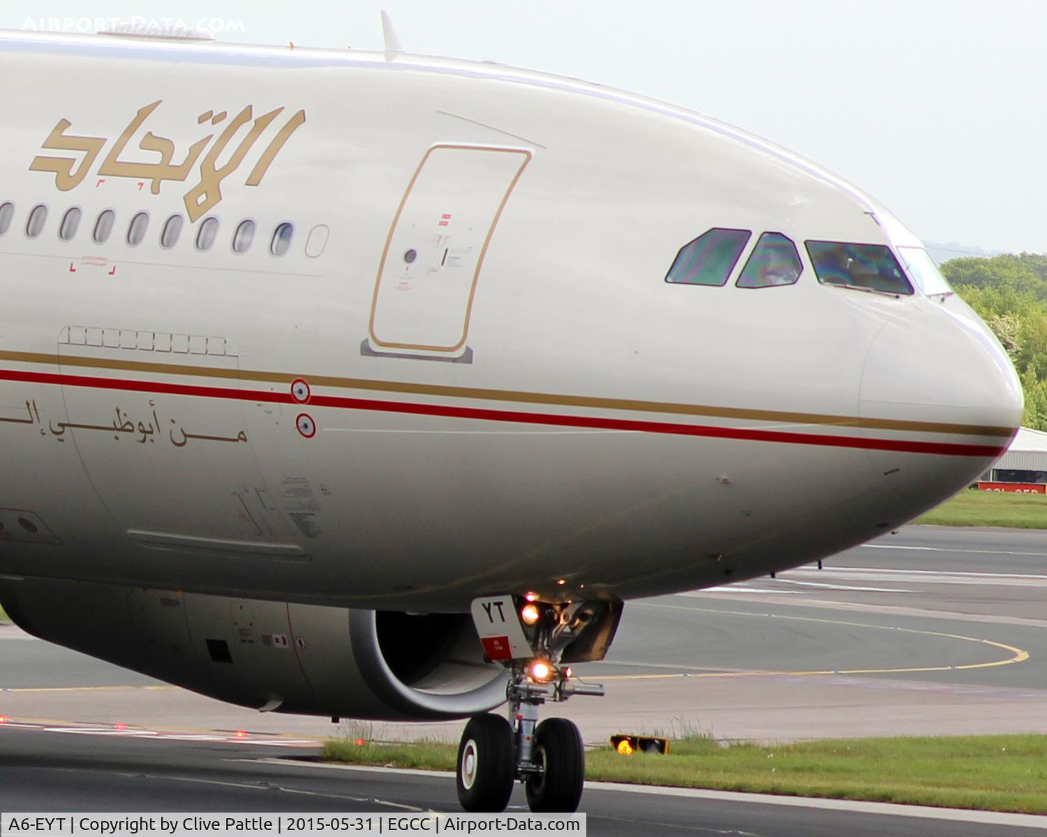 A6-EYT, 2013 Airbus A330-243 C/N 1486, Close-up nose shot at Manchester EGCC