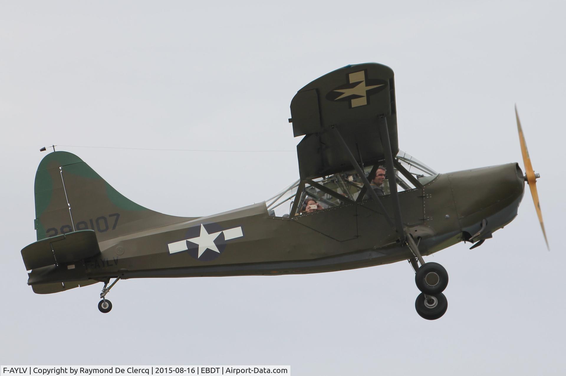 F-AYLV, 1943 Stinson L-5 Sentinel C/N 76-1348, Oldtimer Fly-in Schaffen 2015.