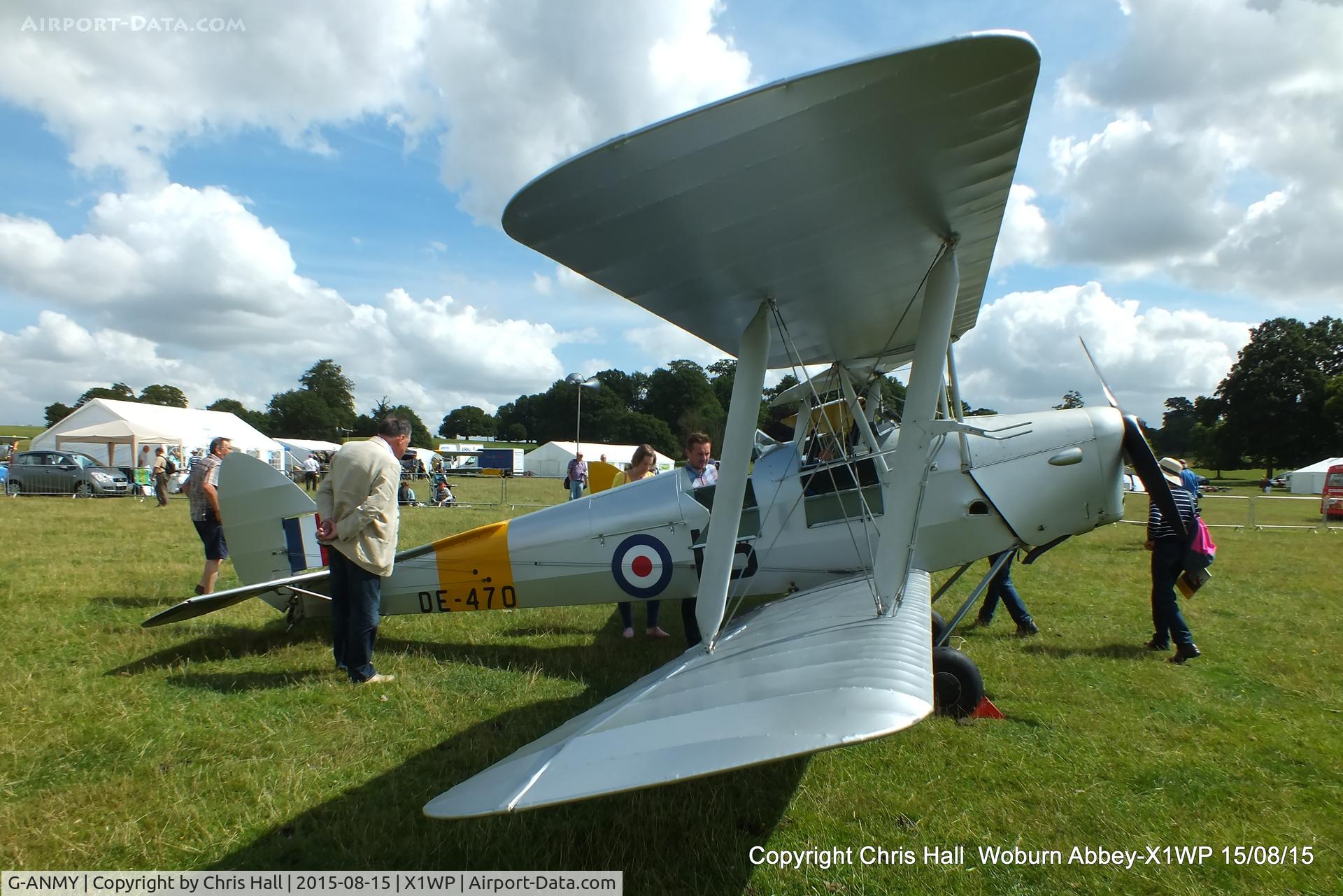 G-ANMY, 1942 De Havilland DH-82A Tiger Moth II C/N 85466, International Moth Rally at Woburn Abbey 15/08/15