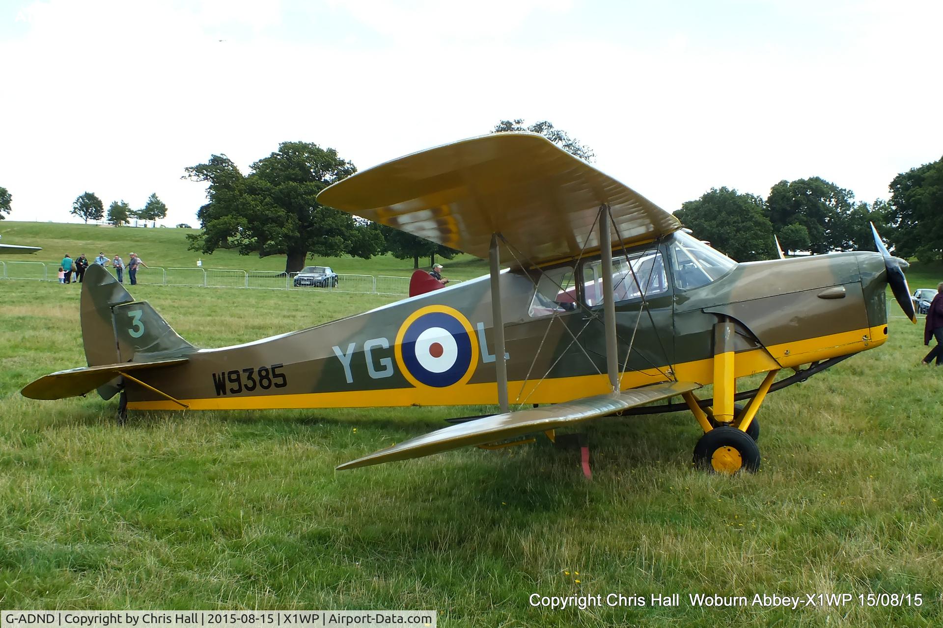 G-ADND, 1936 De Havilland DH.87B Hornet Moth C/N 8097, International Moth Rally at Woburn Abbey 15/08/15