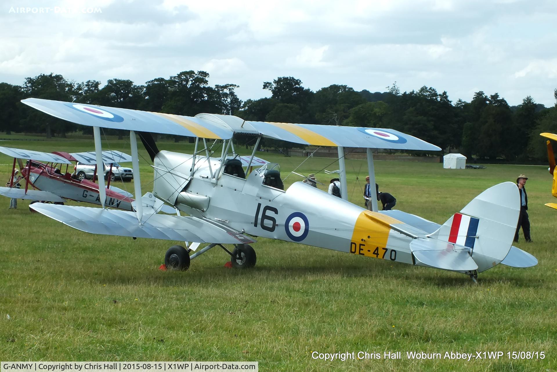 G-ANMY, 1942 De Havilland DH-82A Tiger Moth II C/N 85466, International Moth Rally at Woburn Abbey 15/08/15