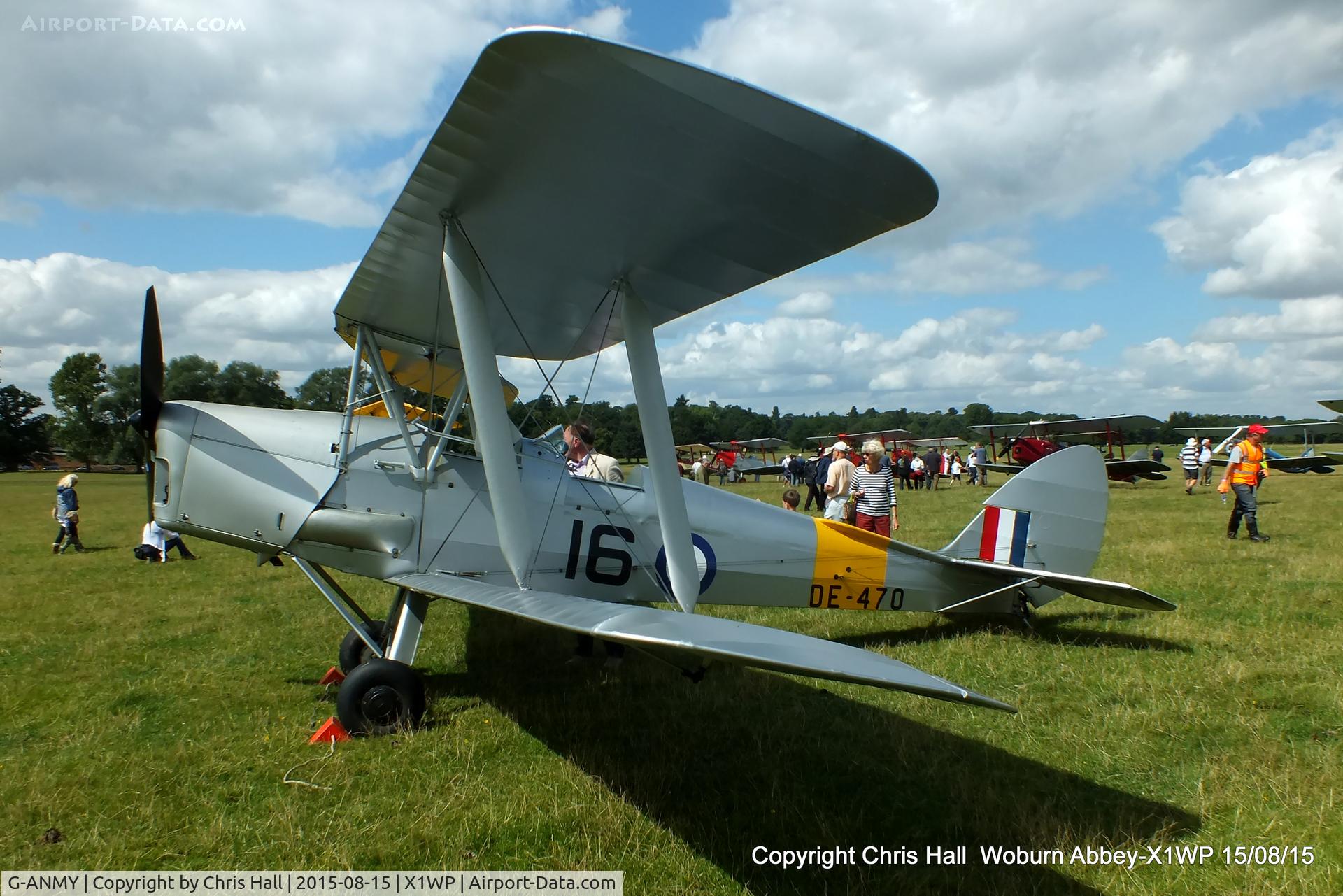 G-ANMY, 1942 De Havilland DH-82A Tiger Moth II C/N 85466, International Moth Rally at Woburn Abbey 15/08/15