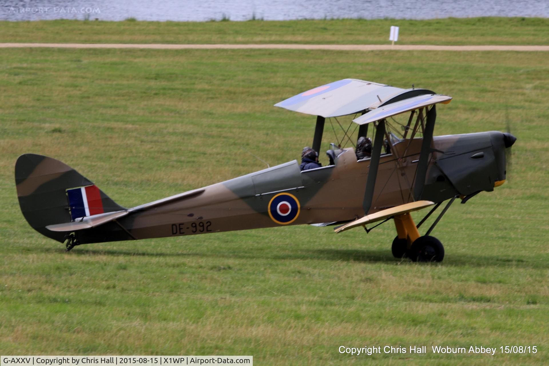 G-AXXV, 1944 De Havilland DH-82A Tiger Moth II C/N 85852, International Moth Rally at Woburn Abbey 15/08/15