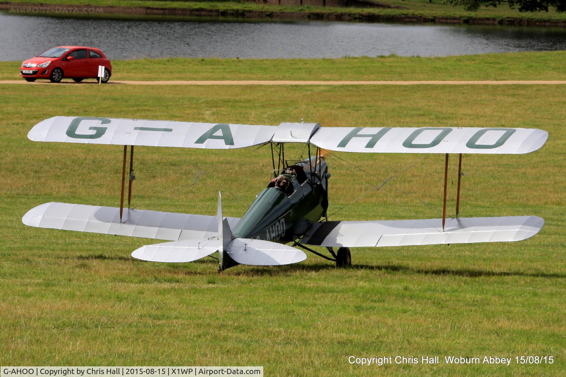 G-AHOO, 1943 De Havilland DH-82A Tiger Moth II C/N 86149, International Moth Rally at Woburn Abbey 15/08/15