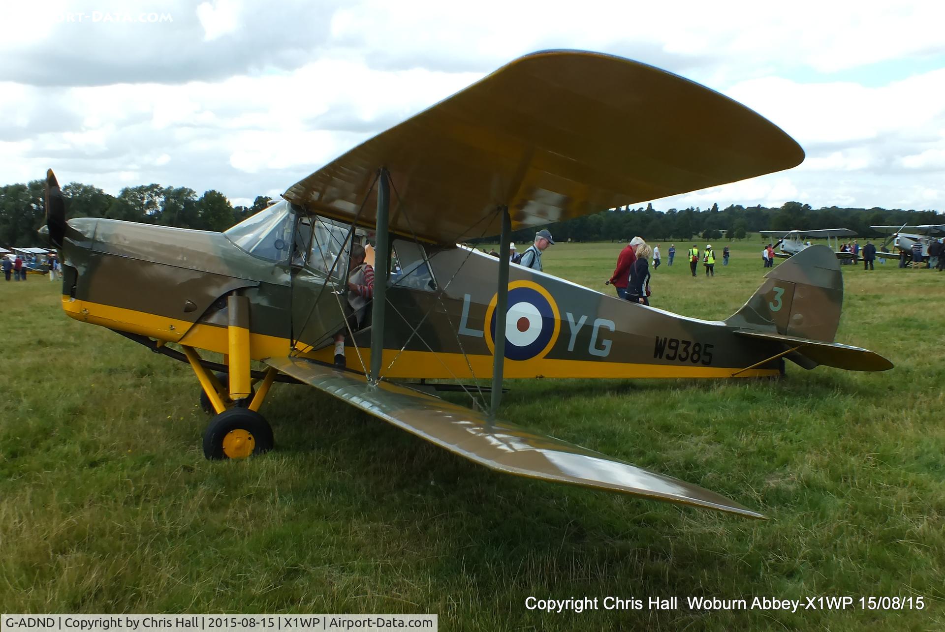 G-ADND, 1936 De Havilland DH.87B Hornet Moth C/N 8097, International Moth Rally at Woburn Abbey 15/08/15