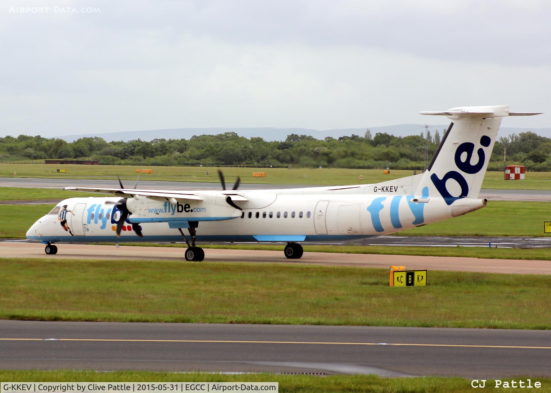 G-KKEV, 2008 De Havilland Canada DHC-8-402Q Dash 8 C/N 4201, 'Kevin' taxying at Manchester Airport EGCC