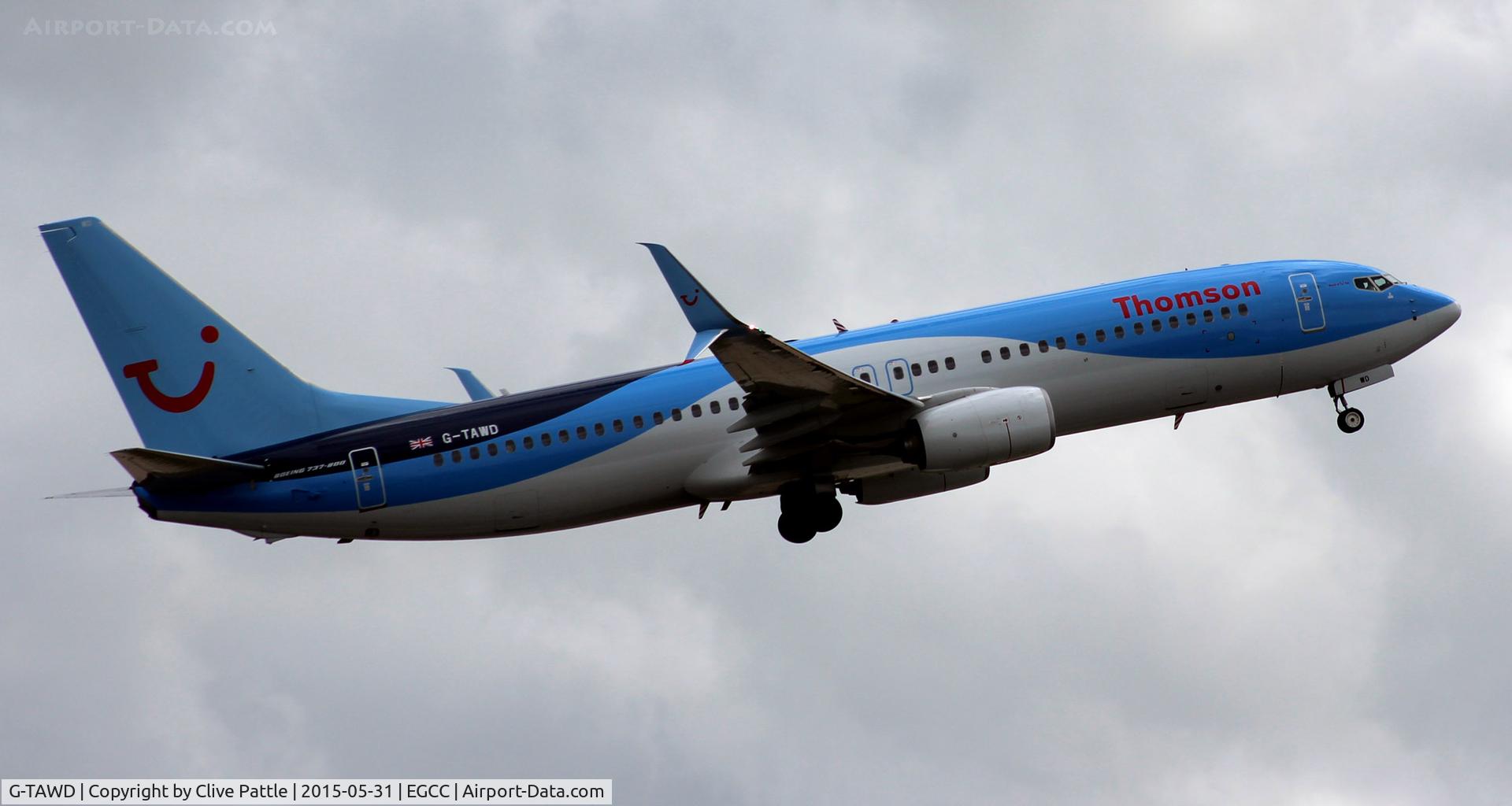 G-TAWD, 2012 Boeing 737-8K5 C/N 37265, Climb-out from EGCC