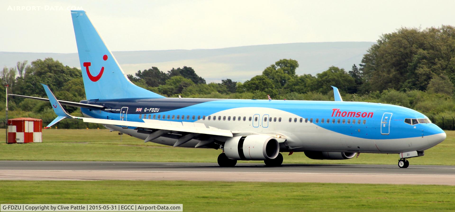 G-FDZU, 2011 Boeing 737-8K5 C/N 37253, Landing roll at EGCC
