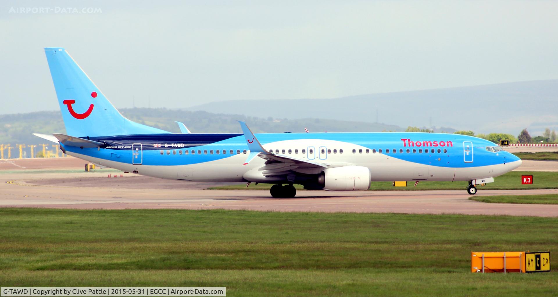 G-TAWD, 2012 Boeing 737-8K5 C/N 37265, Taxying out at Manchester EGCC