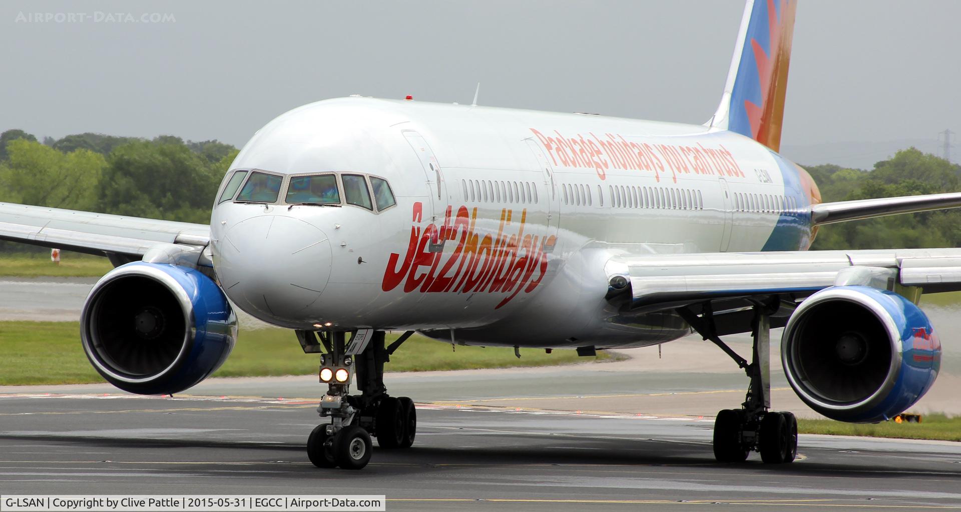 G-LSAN, 1994 Boeing 757-2K2 C/N 26635, Close up nose view at Manchester EGCC
