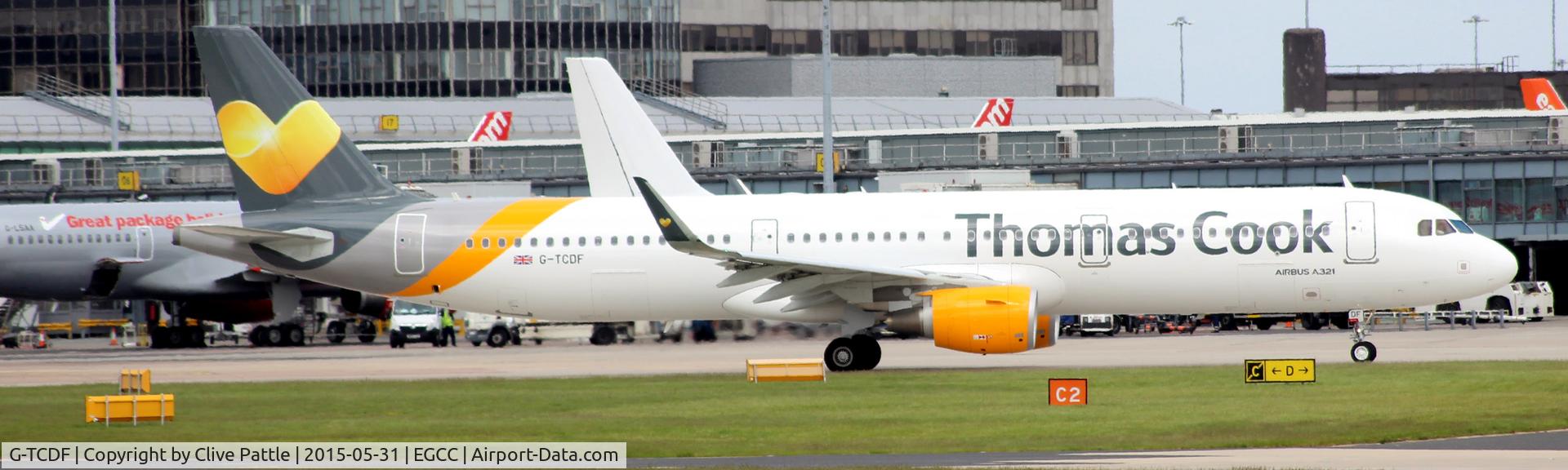 G-TCDF, 2014 Airbus A321-211 C/N 6114, Taxy from the terminal at Manchester EGCC