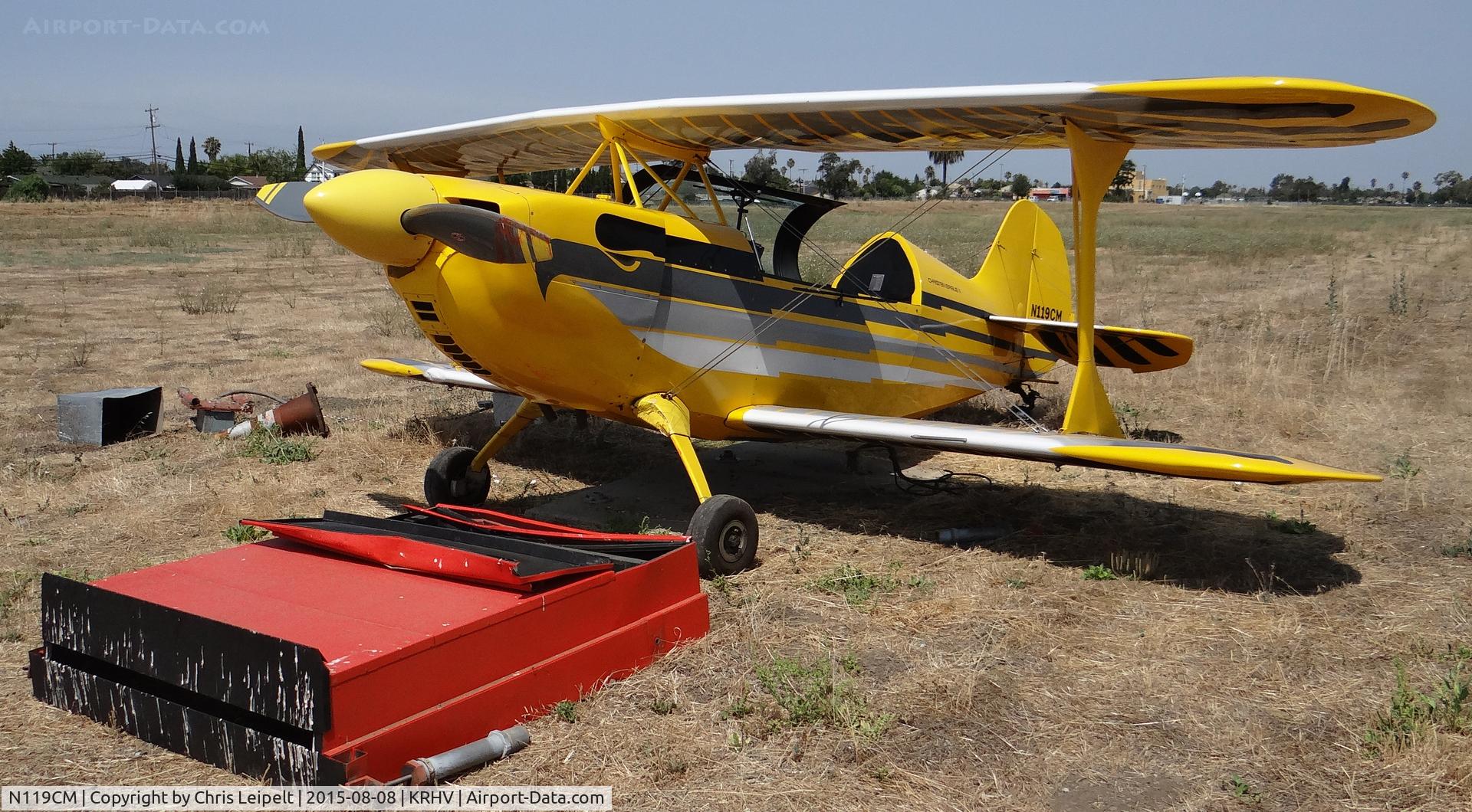 N119CM, 1987 Christen Eagle II C/N 00001, A locally based 1987 Christen Eagle II somehow managed to slip off runway 13L at Reid Hillview Airport, CA and ended up crashing into the VASI durning Young Eagles, which left the whole event to run on only 1 runway!