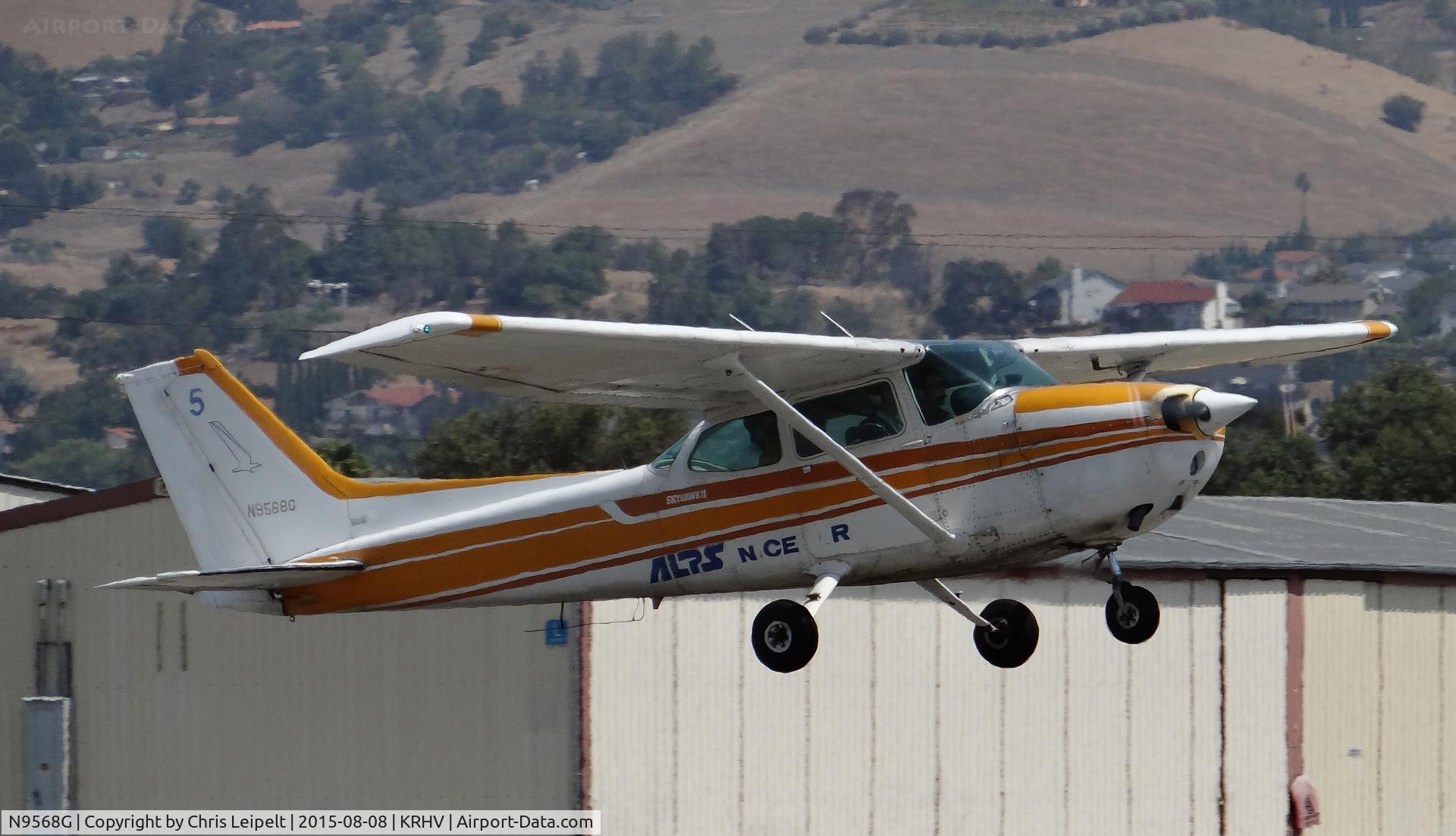 N9568G, 1979 Cessna 172N C/N 17273631, Nice Air LLC (San Jose, CA) locally based 1979 Cessna 172N departing runway 13L at Reid Hillview Airport, CA.