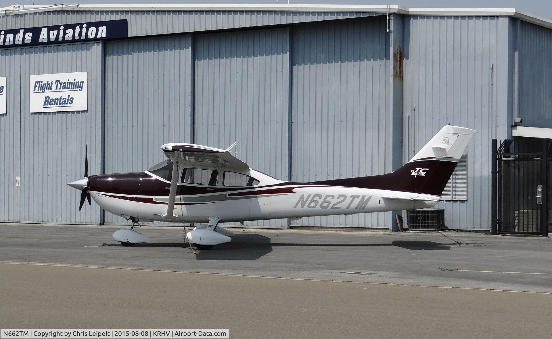 N662TM, 2004 Cessna T182T Turbo Skylane C/N T18208247, Upright Corp. (Mill Valley, CA) 2004 Cessna T182T parked on the Tradewinds ramp at Reid Hillview Airport, CA.
