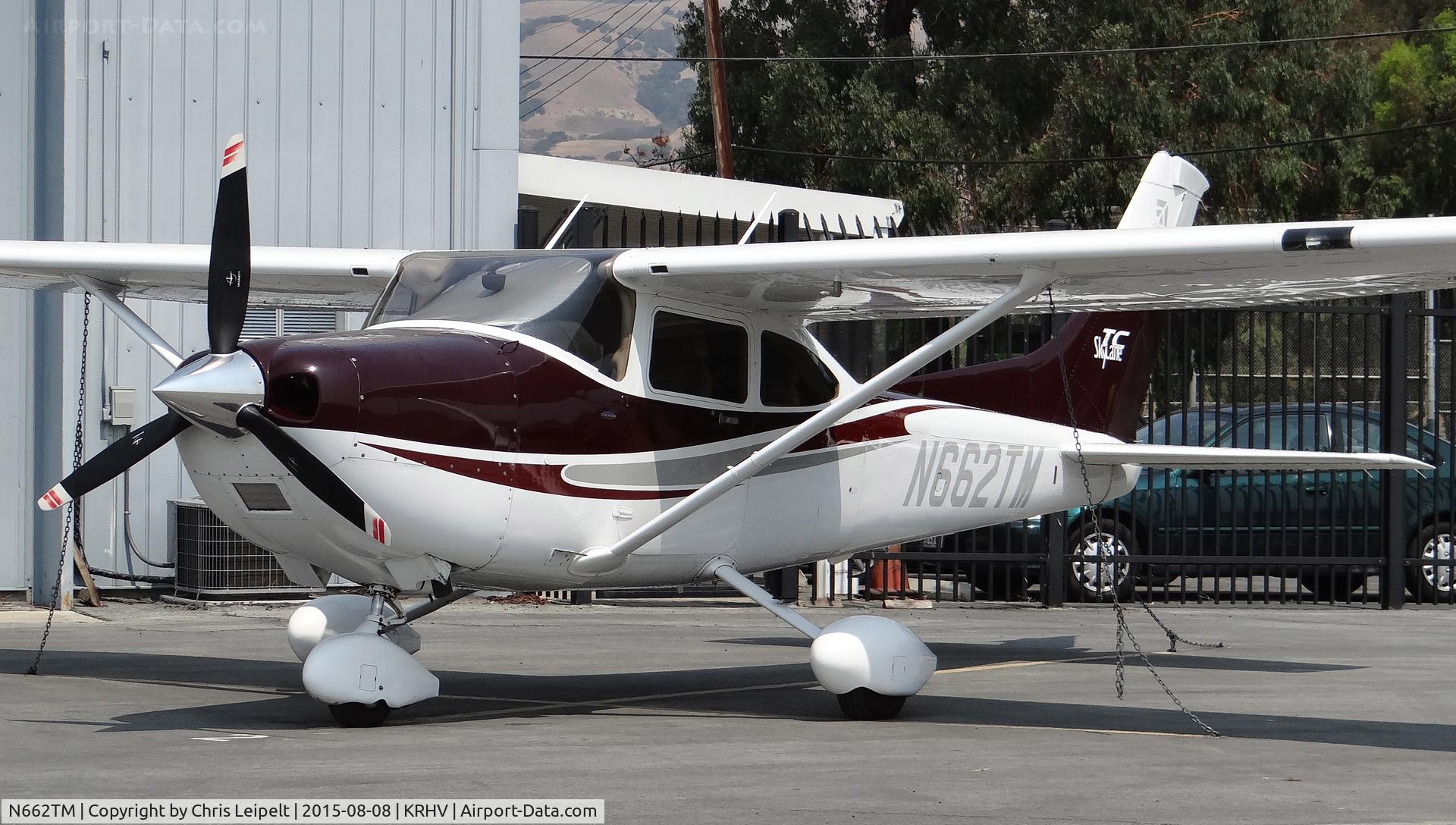 N662TM, 2004 Cessna T182T Turbo Skylane C/N T18208247, Upright Corp. (Mill Valley, CA) 2004 Cessna T182T parked at the Tradewinds ramp at Reid Hillview Airport, CA.