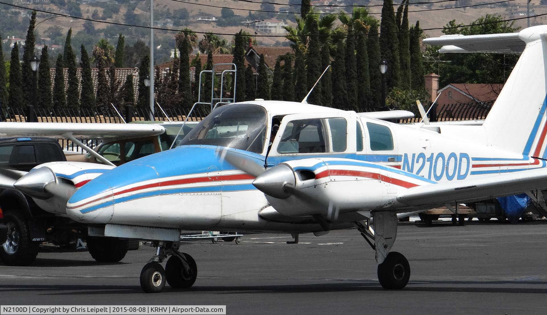 N2100D, 1978 Beech 76 Duchess C/N ME-41, A locally based 1978 Beechcraft Duchess (Squadron 2 Aviation) getting ready to taxi out for departure at Reid Hillview Airport, CA.