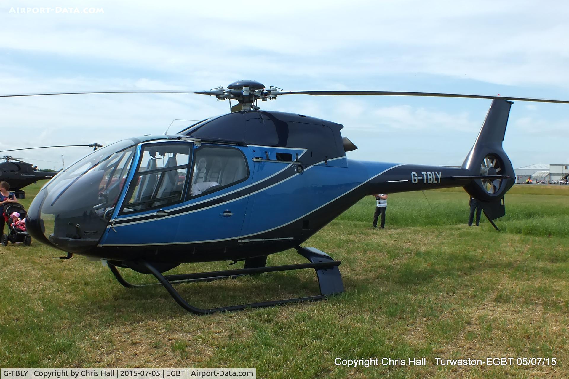 G-TBLY, 2001 Eurocopter EC-120B Colibri C/N 1192, ferrying race fans to the British F1 Grand Prix at Silverstone