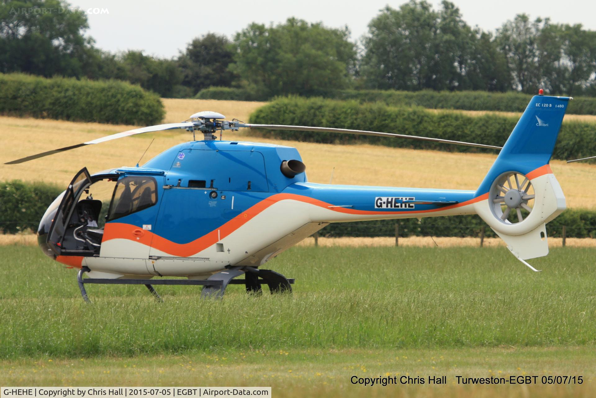G-HEHE, 2007 Eurocopter EC-120B Colibri C/N 1480, ferrying race fans to the British F1 Grand Prix at Silverstone