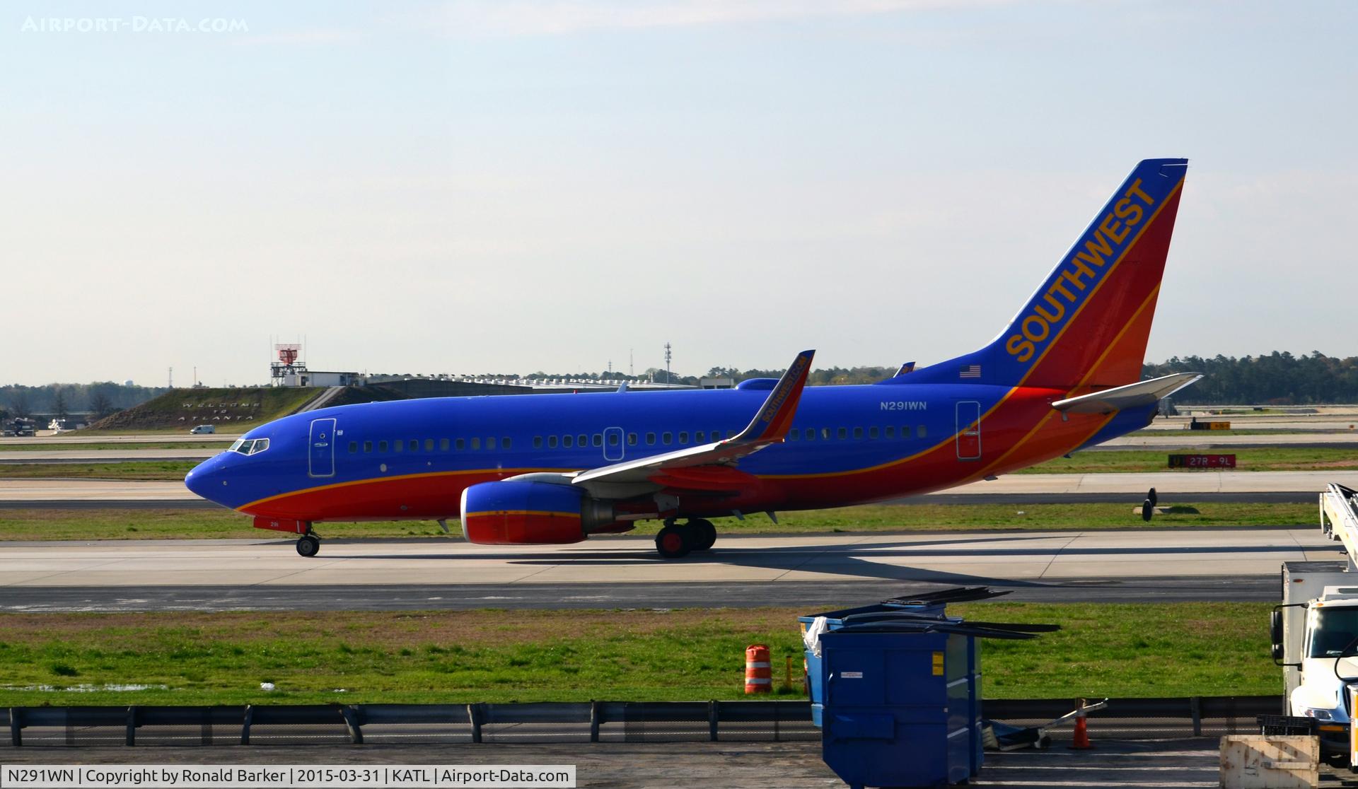 N291WN, 2007 Boeing 737-7H4 C/N 32539, Taxi Atlanta