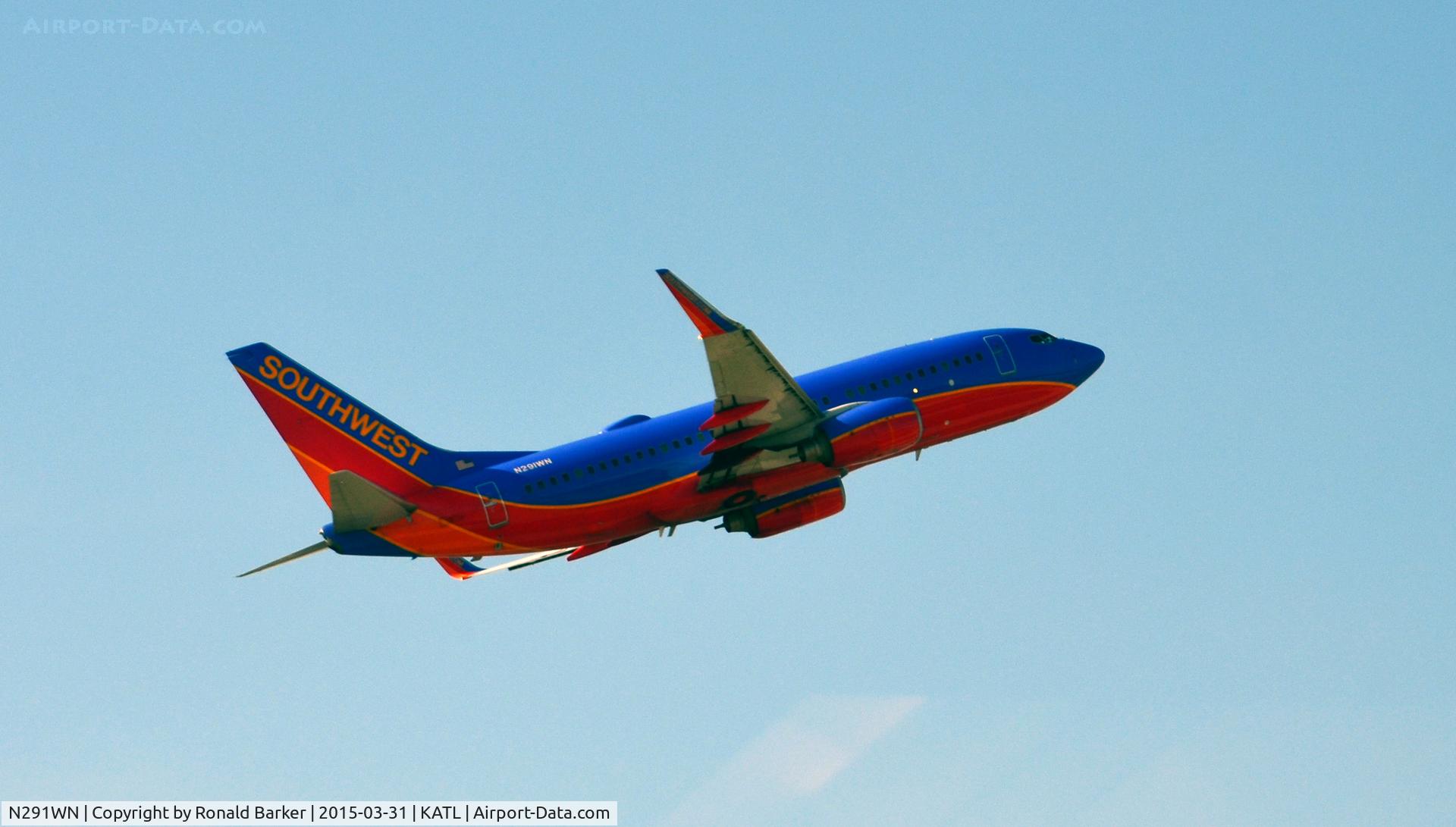 N291WN, 2007 Boeing 737-7H4 C/N 32539, Takeoff Atlanta