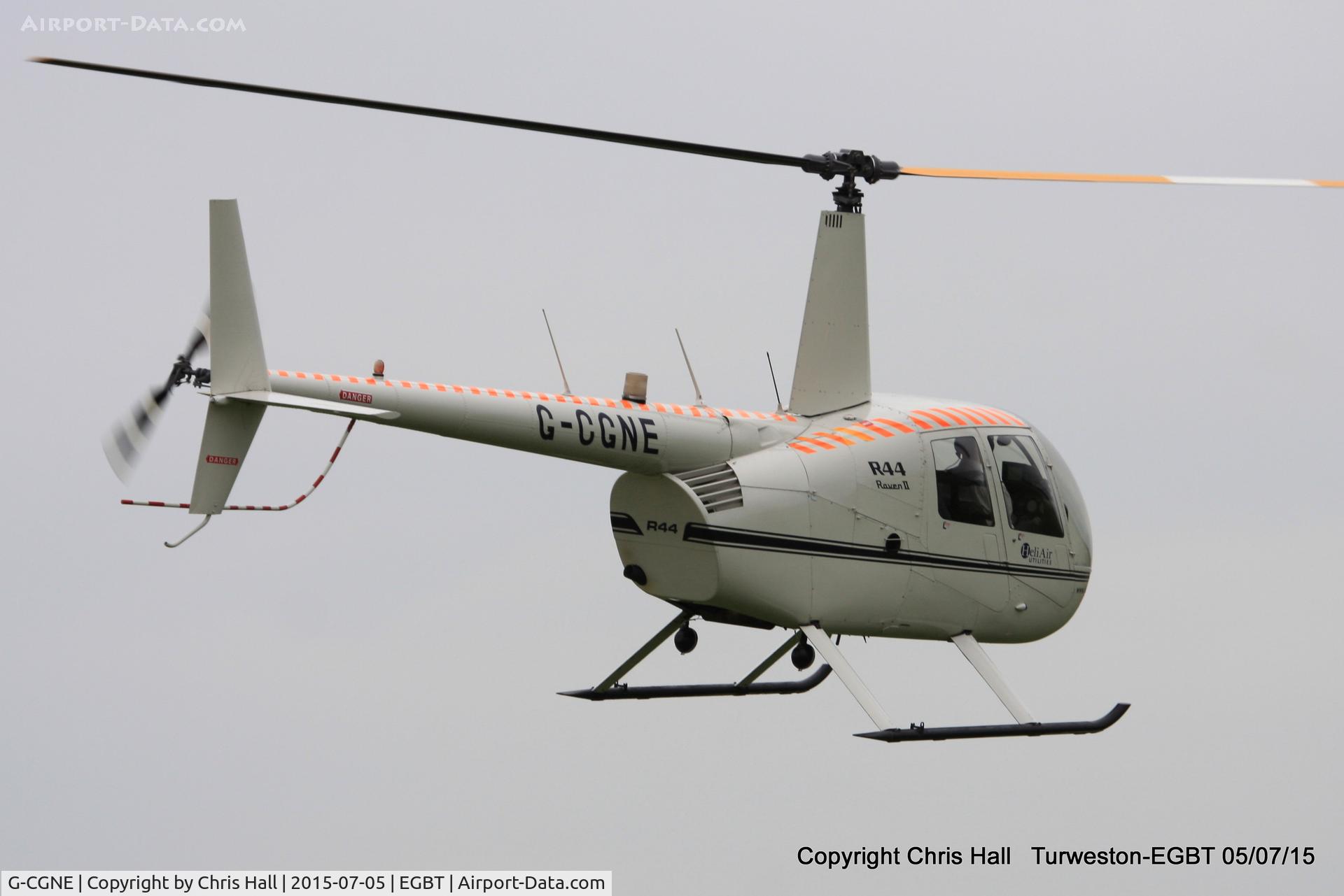 G-CGNE, 2010 Robinson R44 Raven II C/N 12952, ferrying race fans to the British F1 Grand Prix at Silverstone