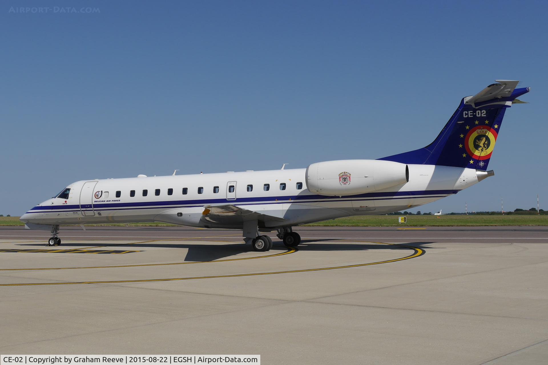 CE-02, 2001 Embraer ERJ-135LR (EMB-135LR) C/N 145480, Parked at Norwich.
