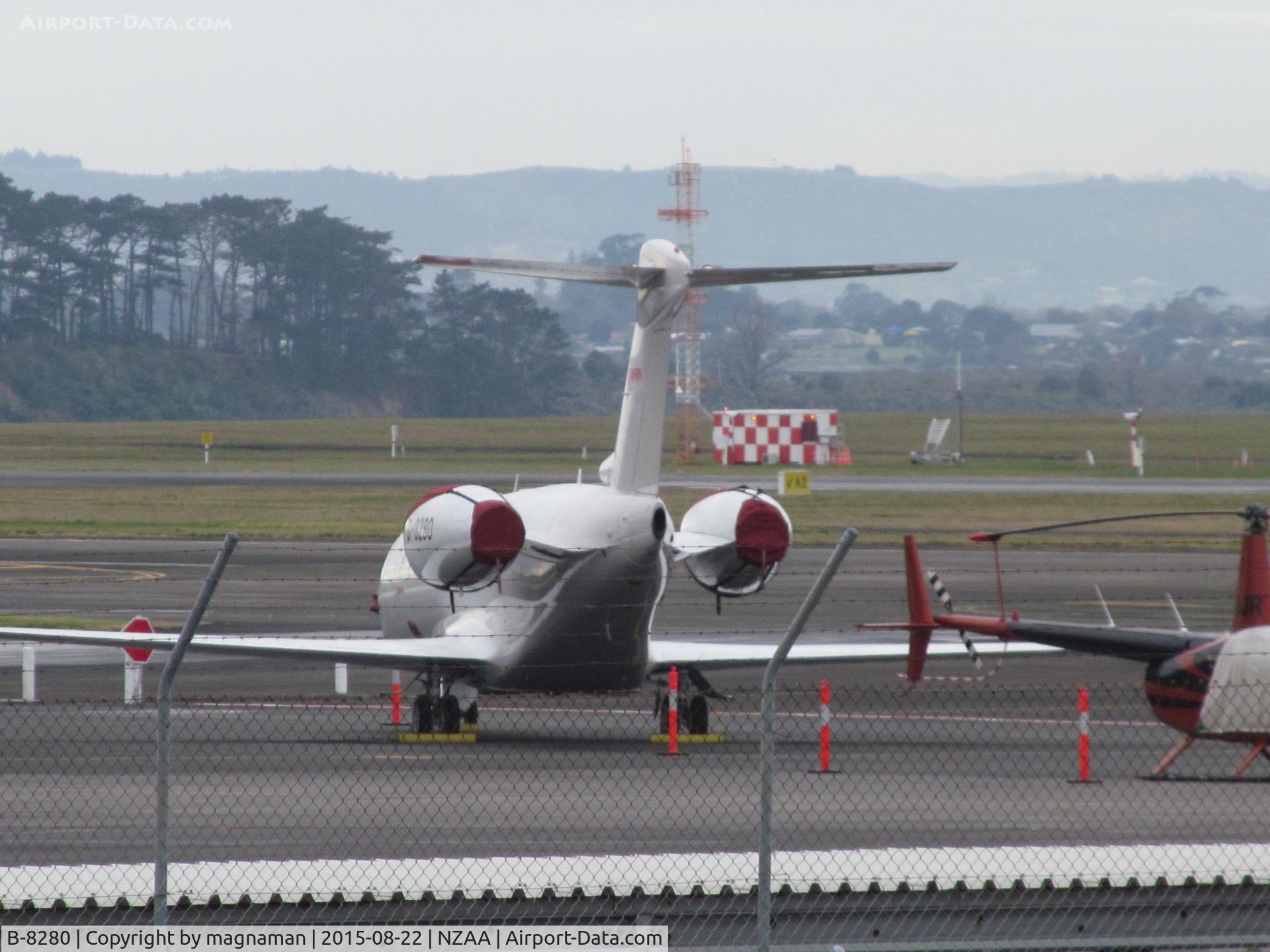 B-8280, 2013 Israel Aircraft Industries Gulfstream G280 C/N 2030, long range view from car park roof