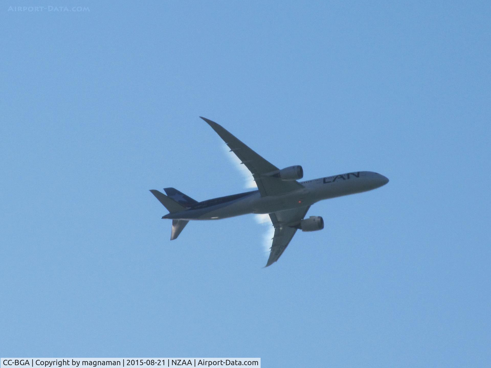 CC-BGA, 2014 Boeing 787-9 Dreamliner C/N 35317, overhead mellons bay on way into AKL