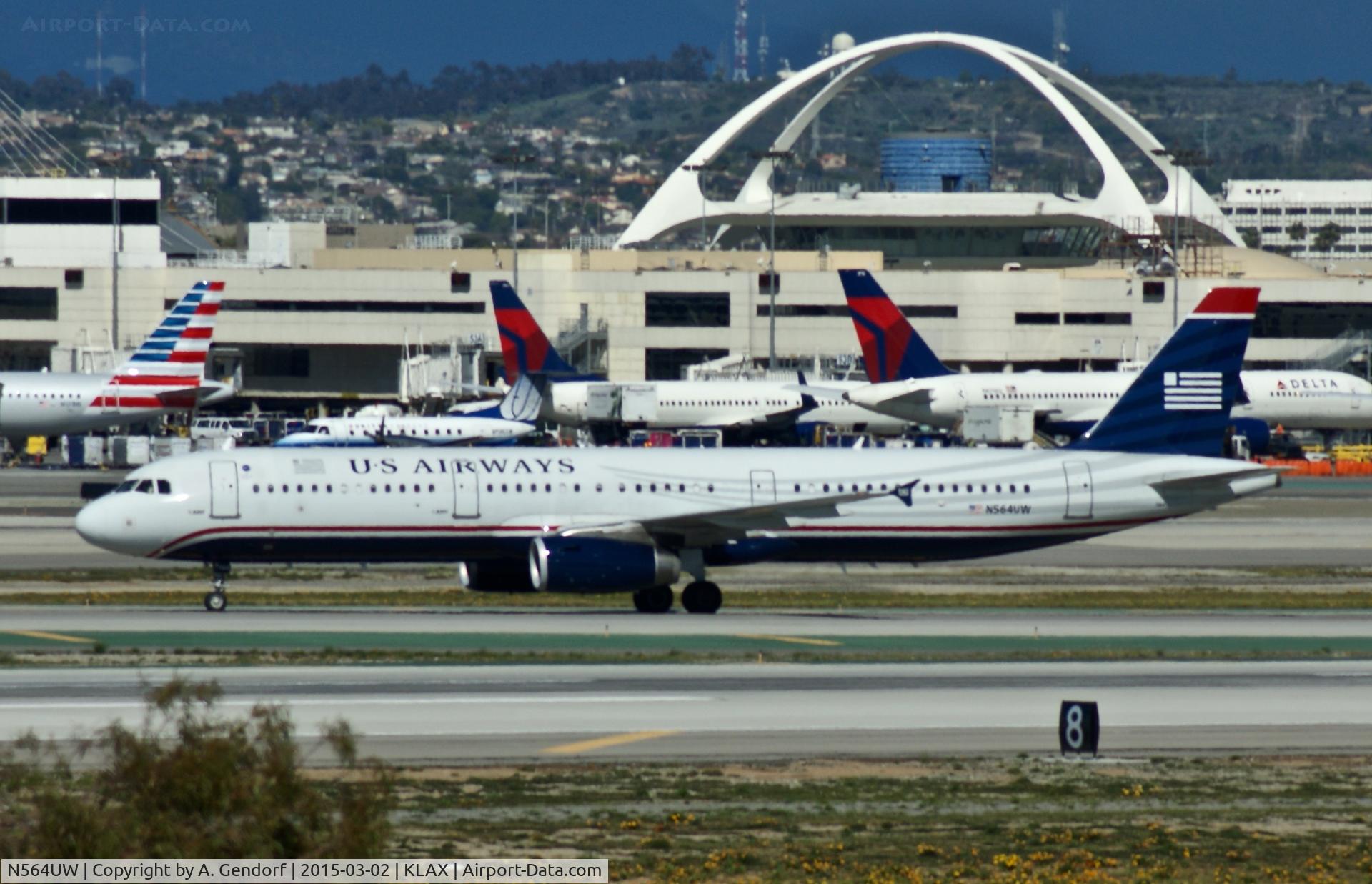 N564UW, 2012 Airbus A321-231 C/N 5374, US Airways, seen here at Los Angeles Int'l(KLAX) shortly after landing