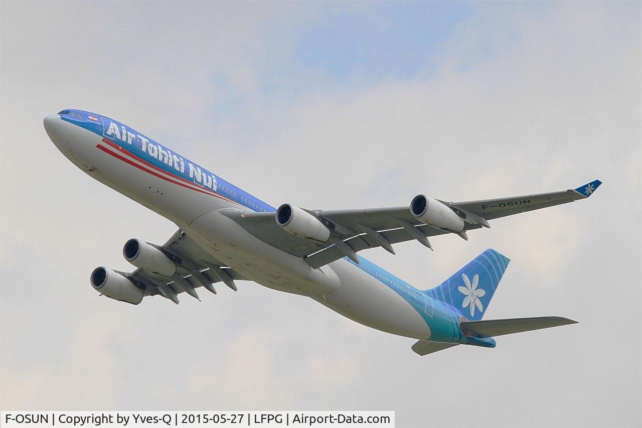 F-OSUN, 2001 Airbus A340-313 C/N 446, Airbus A340-313, Take-off Rwy 27L, Roissy Charles De Gaulle Airport (LFPG-CDG)