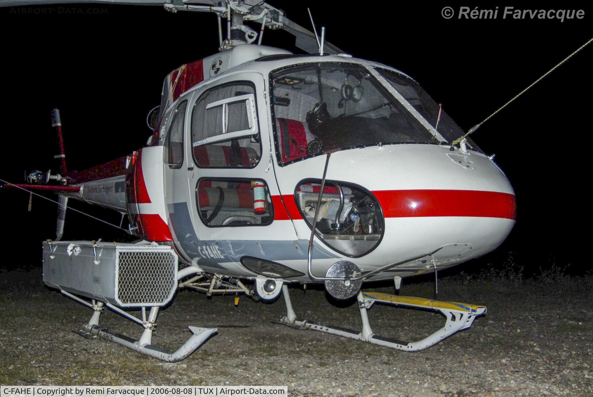 C-FAHE, 1992 Aérospatiale AS-350B-2 Ecureuil C/N 2651, At Tumbler Ridge, BC, airport.