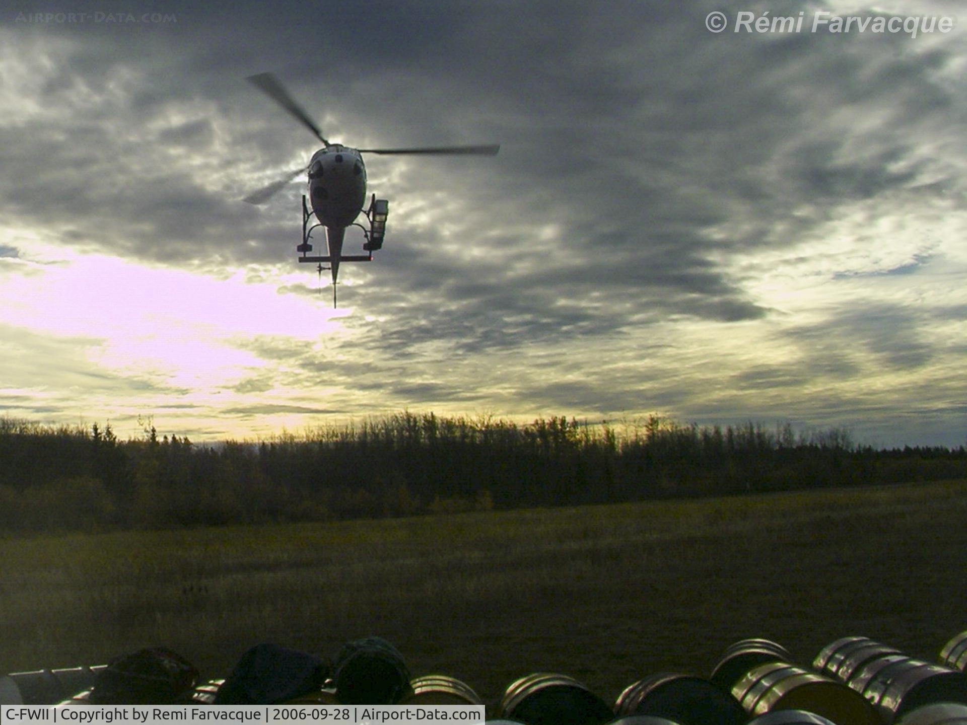 C-FWII, 1984 Aerospatiale AS-350BA Ecureuil C/N 1746, Working north of Fort St John, BC.