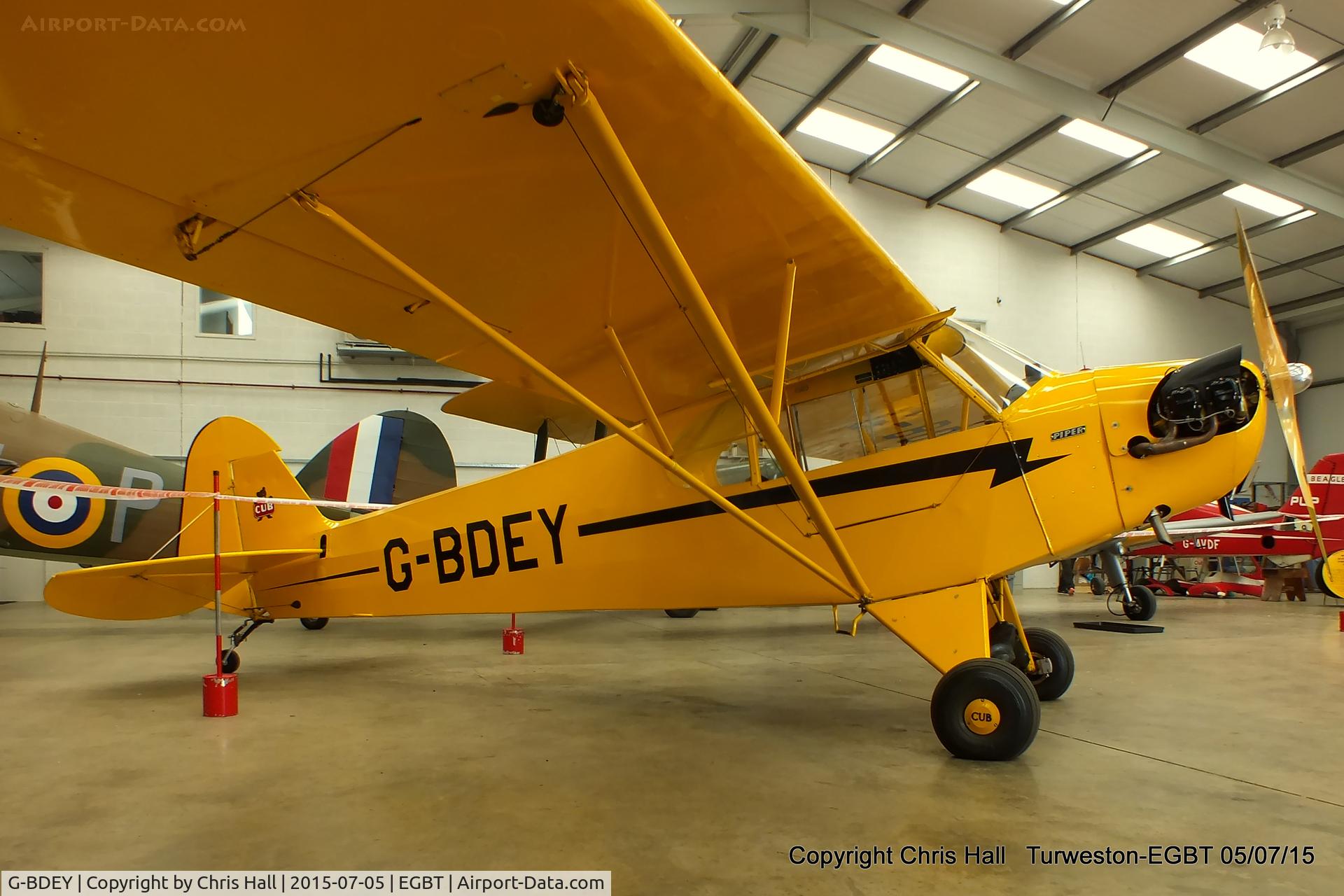 G-BDEY, 1943 Piper L-4H Grasshopper (J3C-65D) C/N 11529, at Turweston