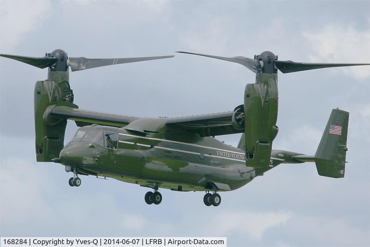 168284, Bell-Boeing MV-22B Osprey C/N D0201, Presidential USMC Bell-Boing MV-22B Osprey (Code 02-cn D0201) Short approach rwy 25L, Brest-Bretagne airport (LFRB-BES)