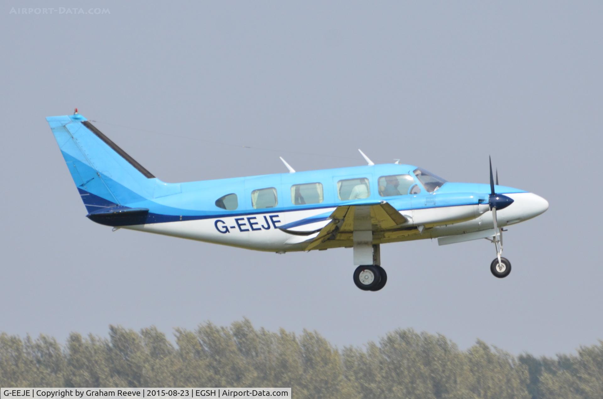 G-EEJE, 1972 Piper PA-31 Navajo C/N 31-825, Landing at Norwich.