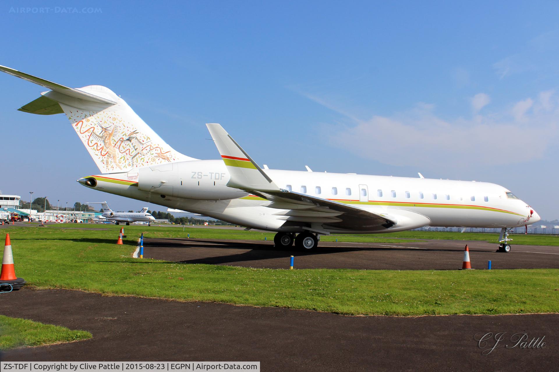 ZS-TDF, 2014 Bombardier BD-700-1A10 Global 6000 C/N 9603, Parked up at Dundee Riverside airport EGPN