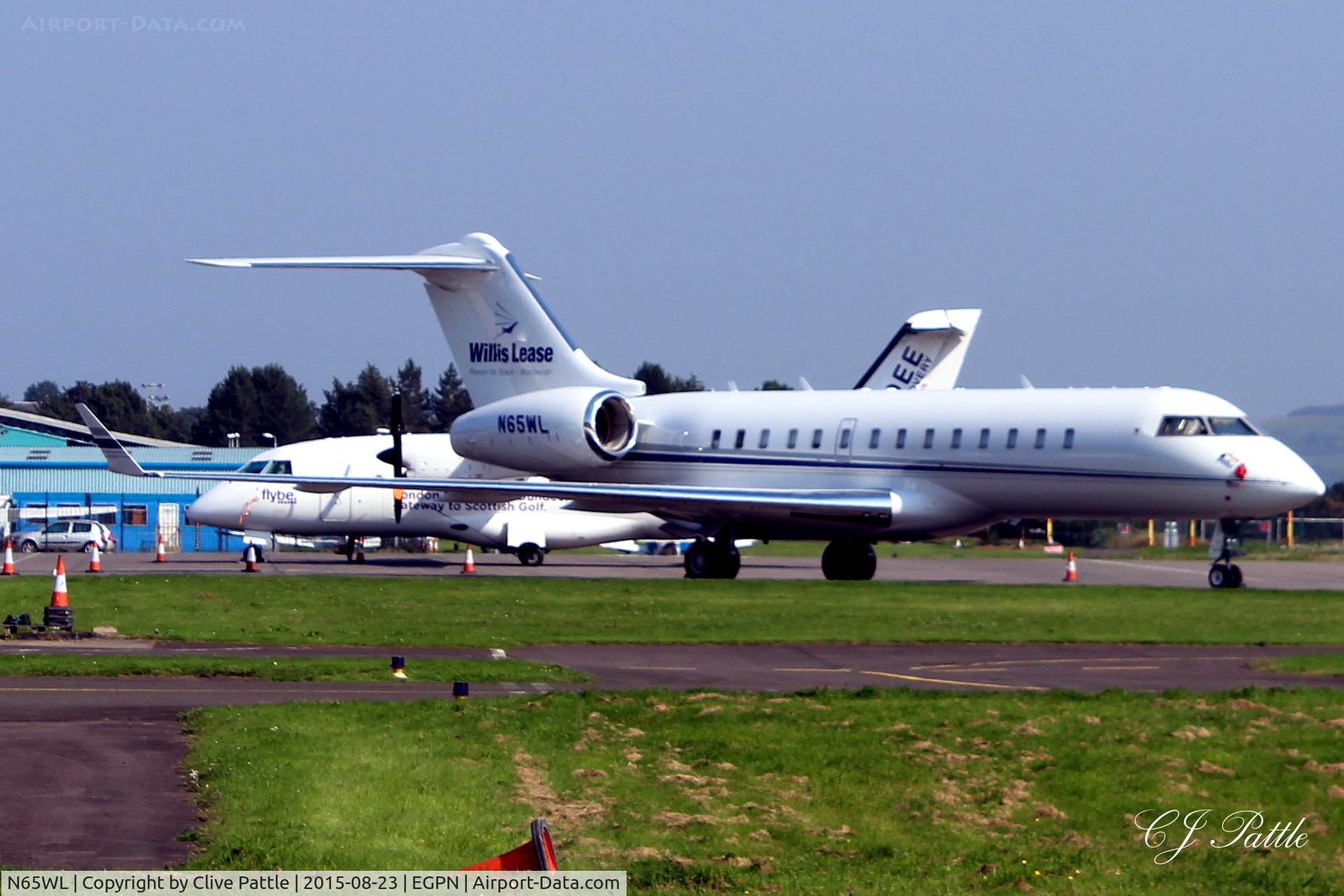 N65WL, 2001 Bombardier BD-700-1A10 Global Express C/N 9089, Parked on the apron at Dundee Riverside airport EGPN