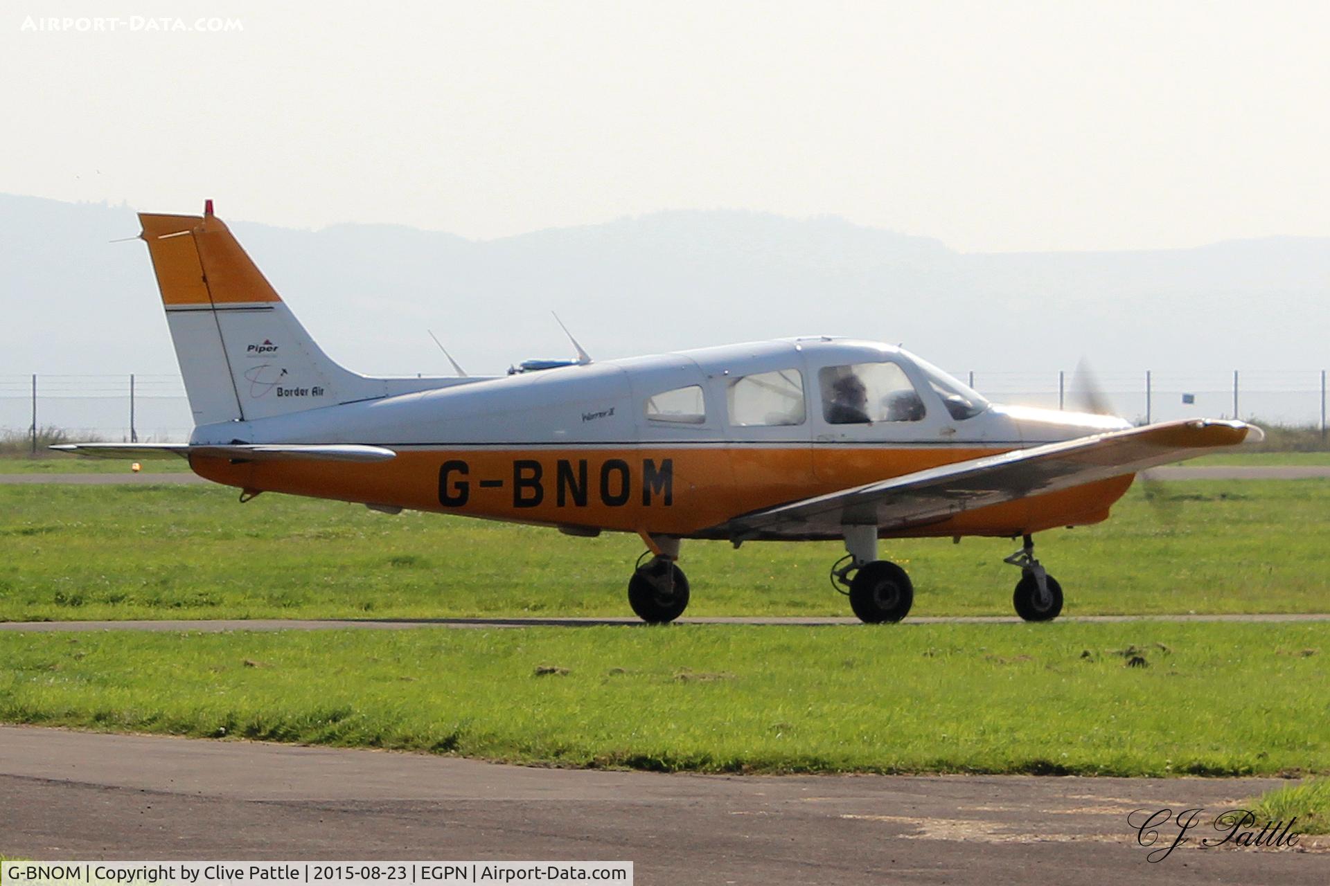 G-BNOM, 1987 Piper PA-28-161 Cherokee Warrior II C/N 2816024, Taxying for departure from Dundee Riverside airport EGPN