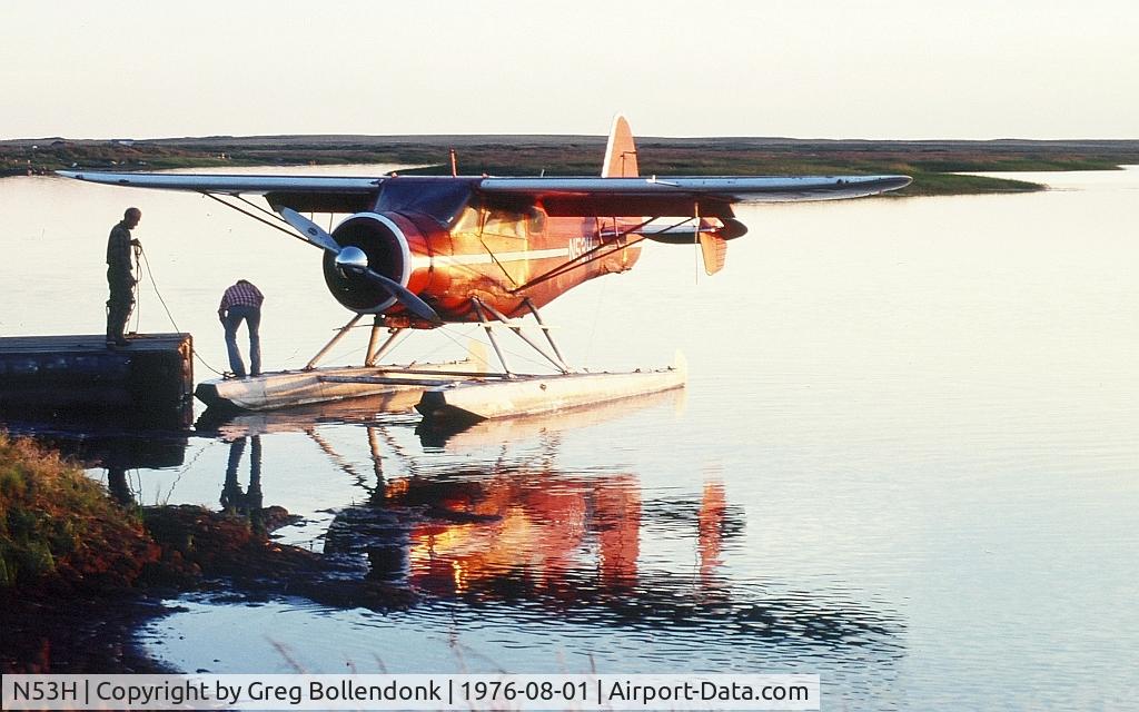N53H, 1947 Howard Aircraft DGA-15P C/N 873, Don Porter and Rita Brown with Howard N53H near Bethel, Alaska during summer of 1976.
