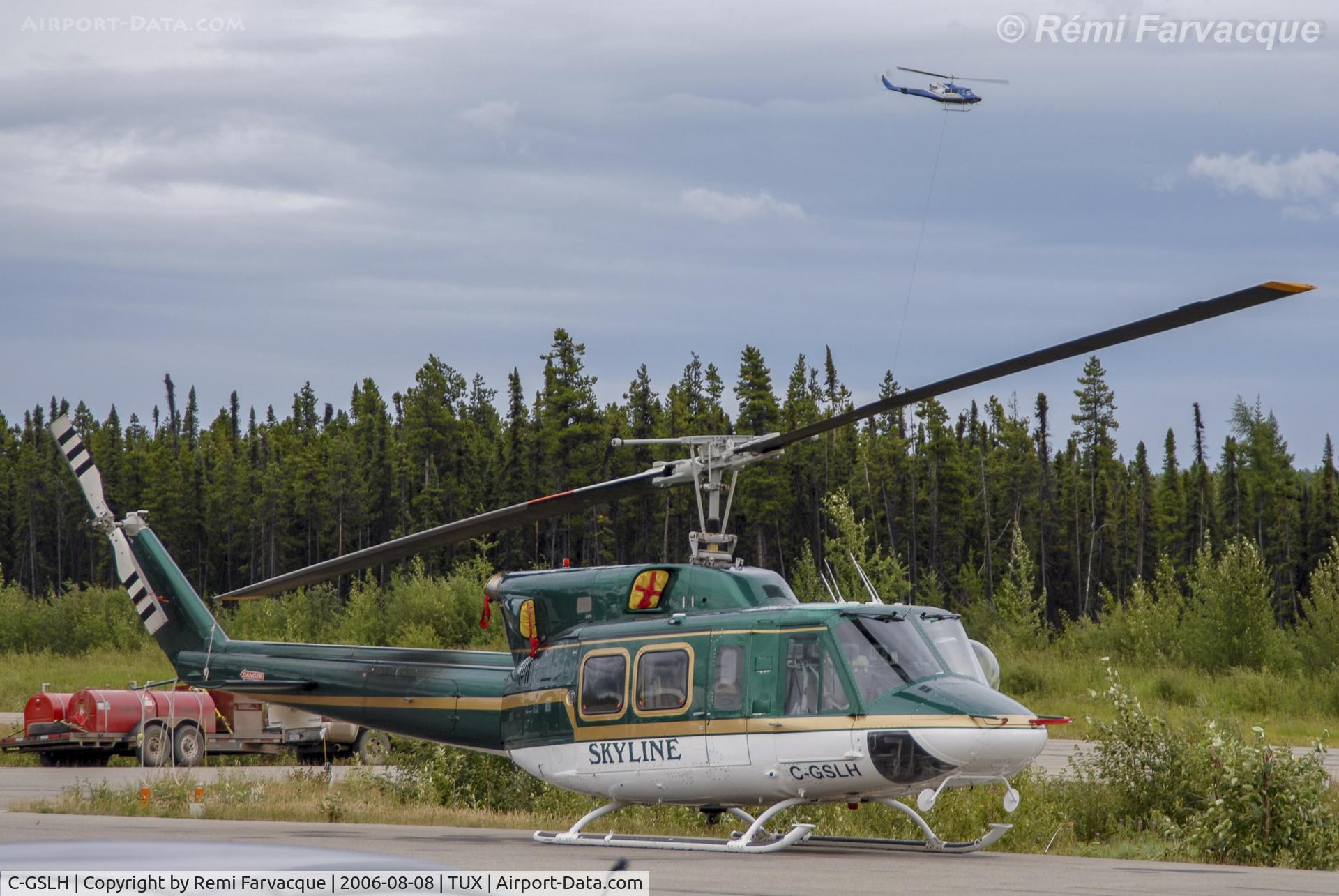 C-GSLH, 1973 Bell 212 C/N 30565, Parked at Tumbler Ridge airport, BC.