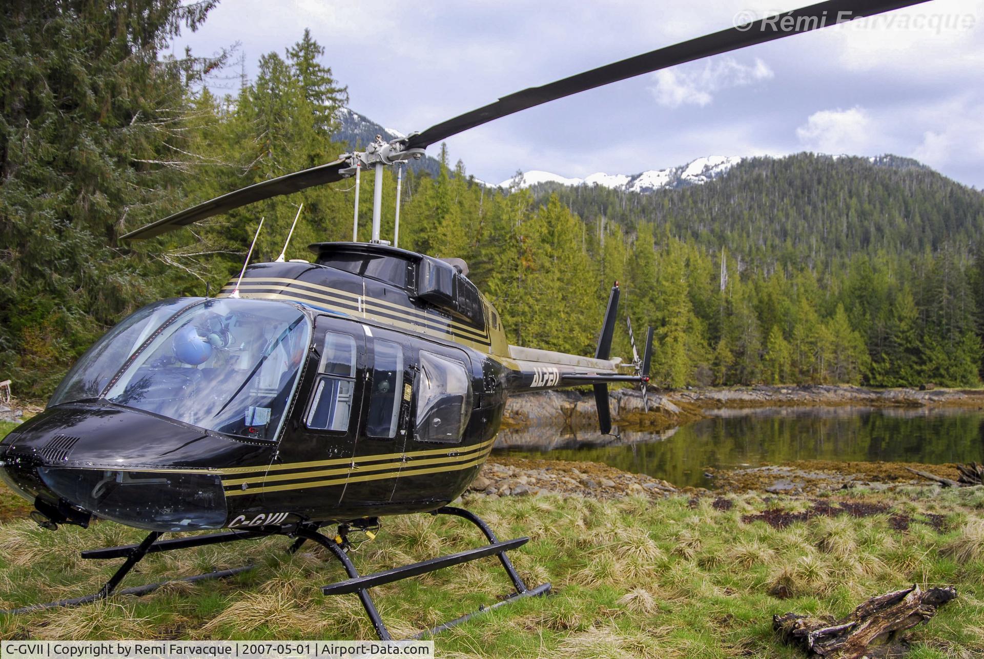 C-GVII, 1978 Bell 206L-1 LongRanger II C/N 45158, Working in the bush north of Prince Rupert, BC.