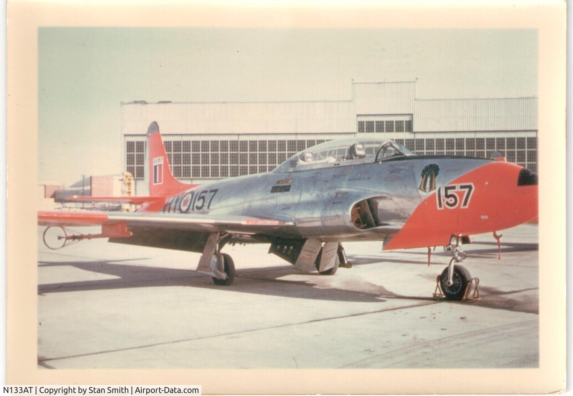 N133AT, 1954 Canadair T-33AN Silver Star 3 C/N T33-157, Note Weapons Practice Unit symbol
Taken Cold Lake Alberta 1958