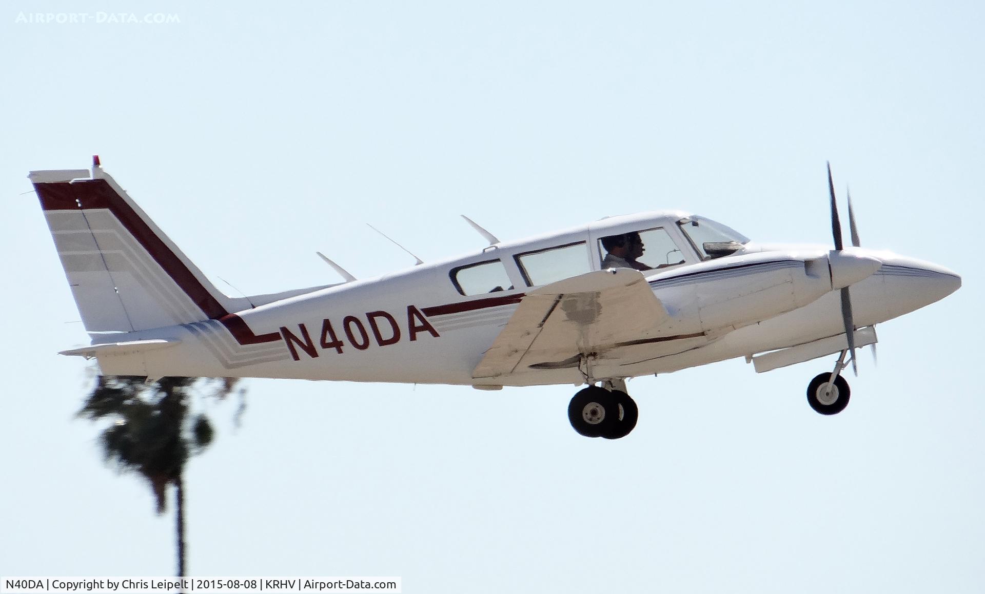 N40DA, 1965 Piper PA-30 Twin Comanche C/N 30-904, Locally-based 1965 Piper PA-30 departing at Reid Hillview Airport, San Jose, CA.