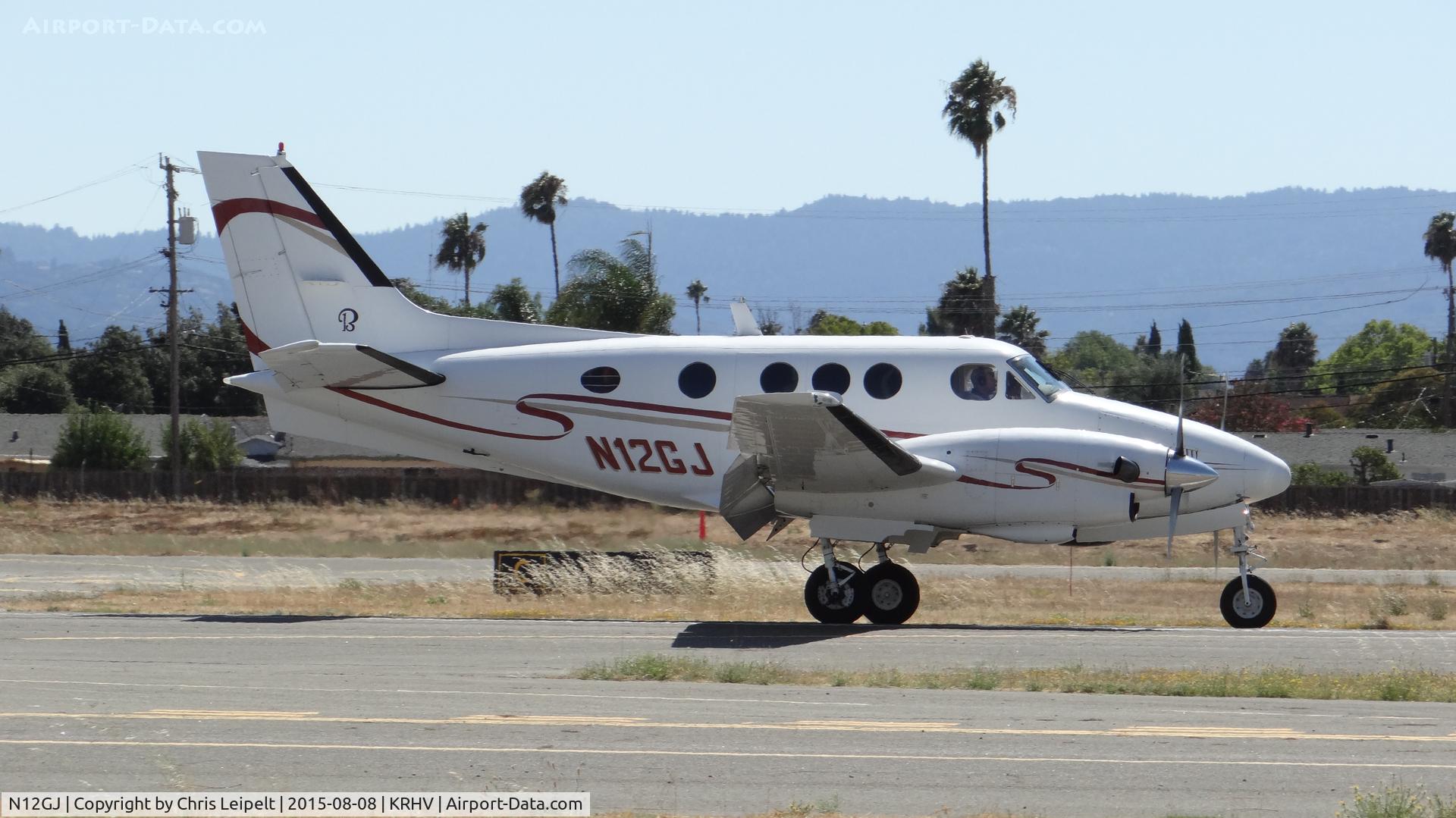 N12GJ, 1972 Beech E-90 King Air C/N LW-12, Locally-based 1972 Beechcraft King Air E-90 landing runway 31R at Reid Hillview Airport, San Jose, CA.