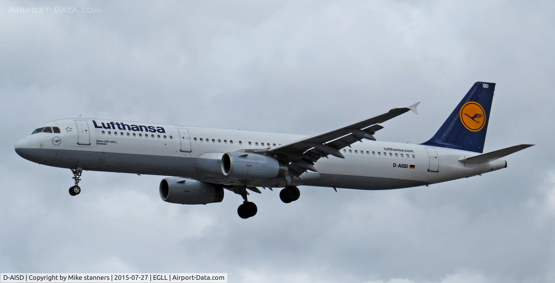 D-AISD, 2000 Airbus A321-231 C/N 1188, Lufthansa A321- 231 Landing runway 27L