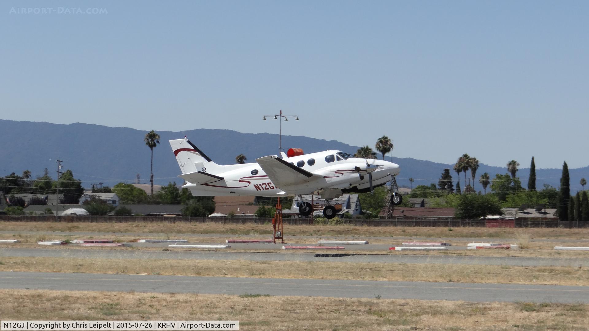 N12GJ, 1972 Beech E-90 King Air C/N LW-12, Locally-based 1972 Beechcraft King Air E-90 departing runway 31R at Reid Hillview Airport, San Jose, CA.