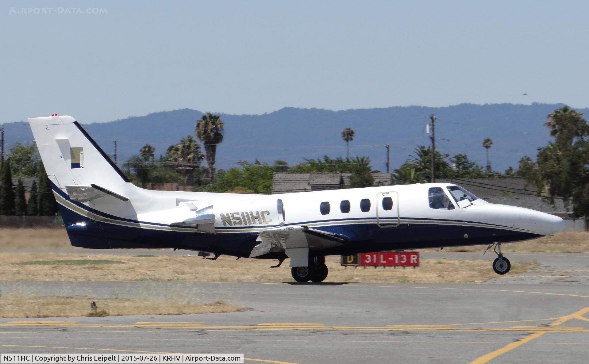 N511HC, 1979 Cessna 501 Citation I/SP C/N 501-0136, Pacific Aviation Aircraft Management Inc (Ontario, OR) 1979 Cessna Citation I departing runway 31R at Reid Hillview Airport, San Jose, CA.