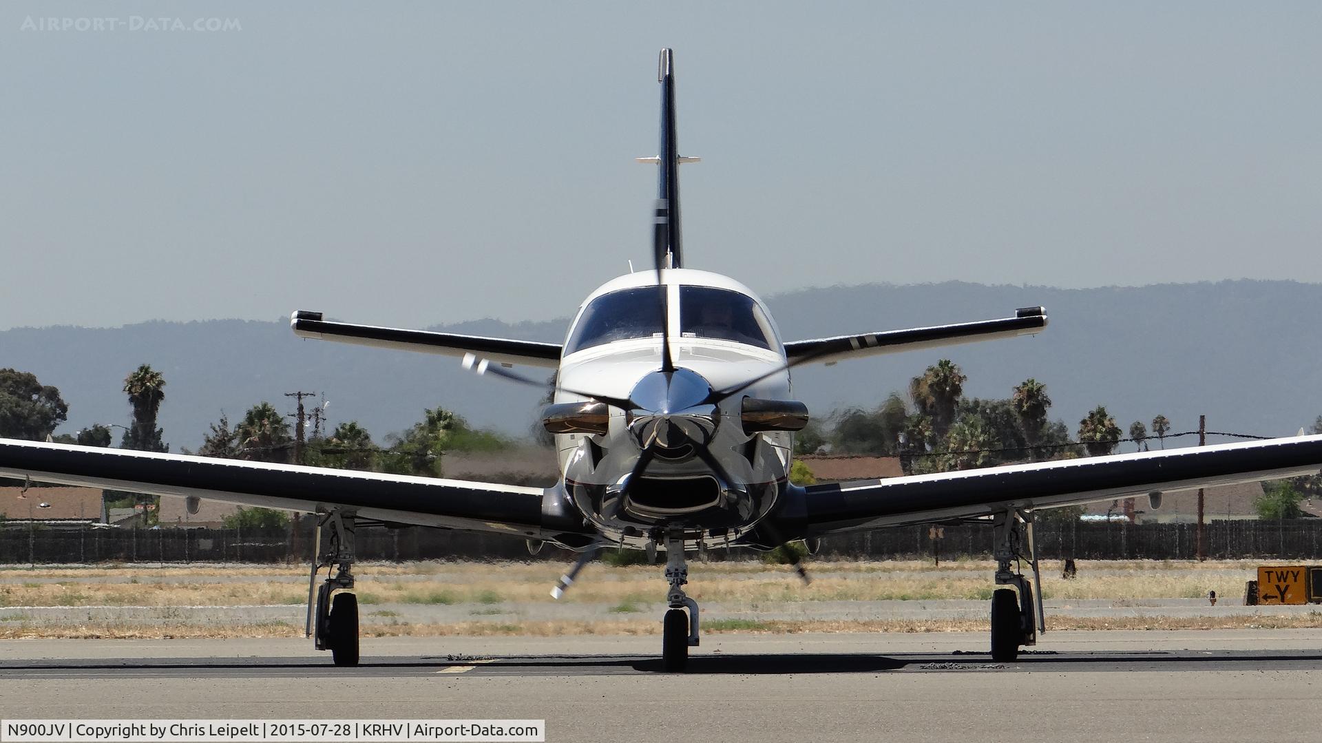 N900JV, 2014 Socata TBM-900 C/N 1026, Janzen Leasing LLC (Greenwood Village, CO) brand new 2014 Socata TBM-900 sitting at the Nice Air ramp for start up at Reid Hillview Airport, San Jose, CA.